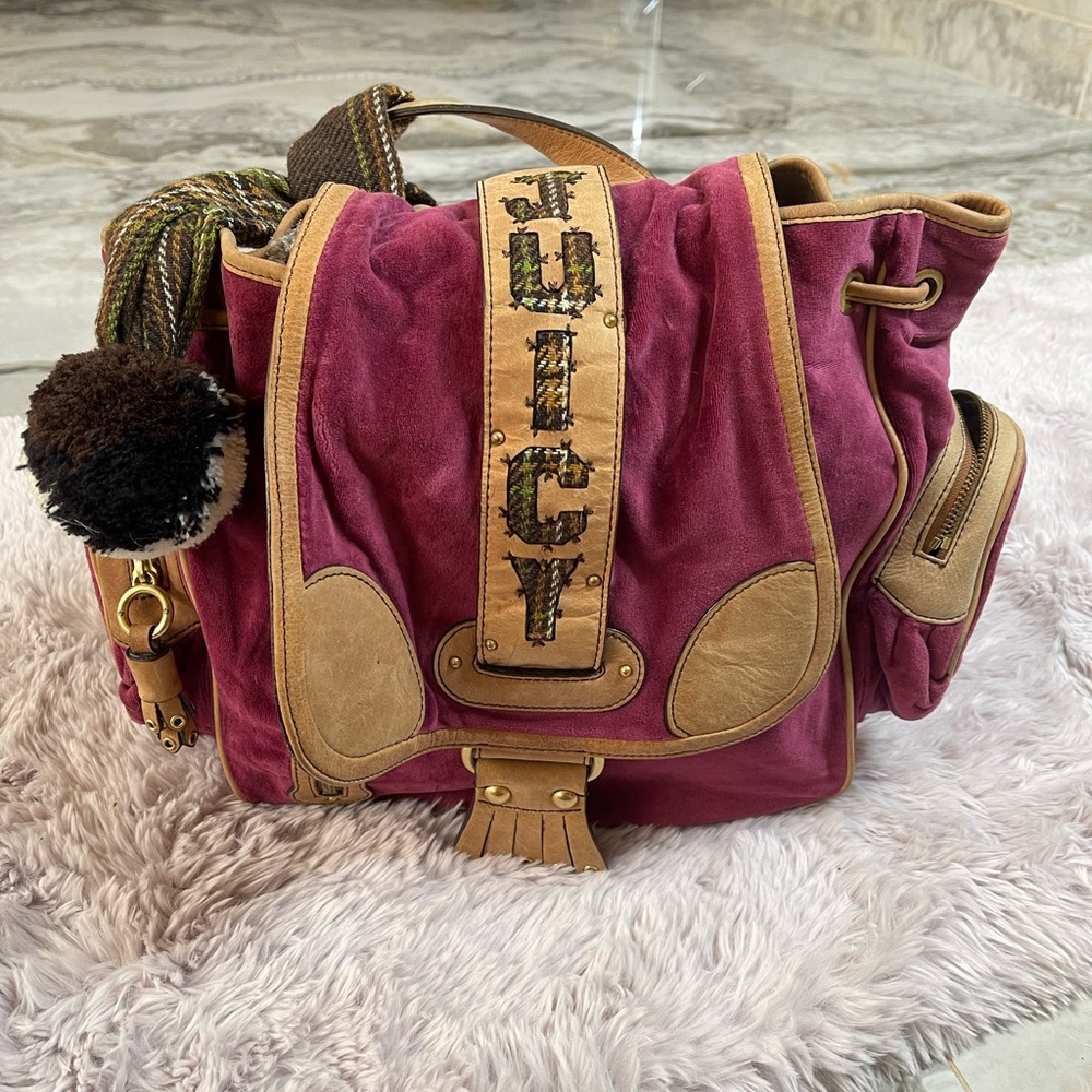 Y2K Juicy Couture Velour Backpack Plum Purple Pink